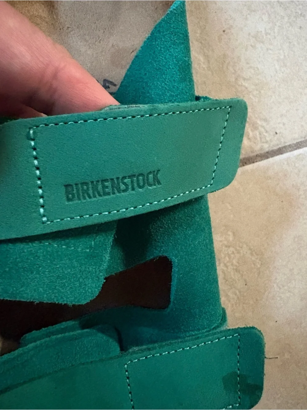 Birkenstock Uji Sandals Digital Green Genuine Leather Slide Comfort Footbed